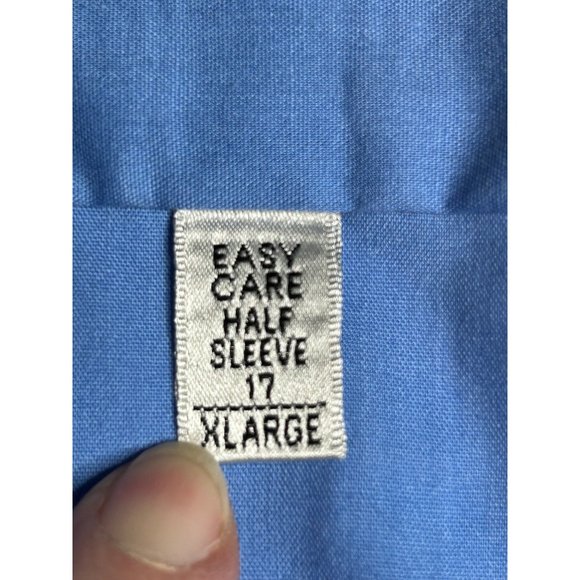 Arrow Men's Dover Broadcloth Blue Short Sleeve Button Up Business Shirt Size XL - Picture 5 of 6